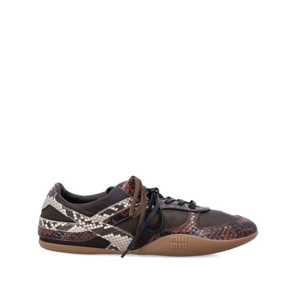 Gymnasium Technical Fabric And Python-Print Ayers Leather Sneakers Women